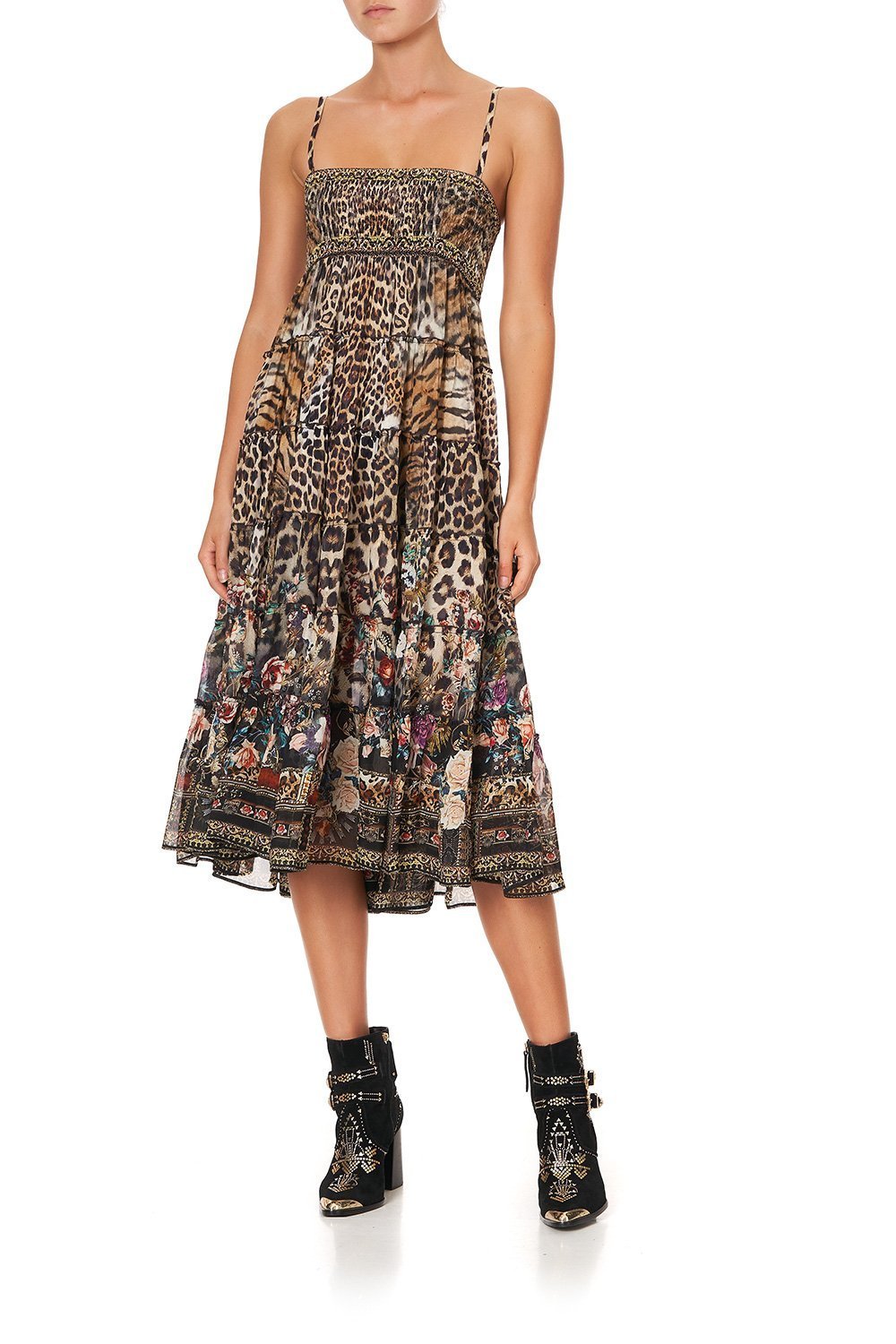 SHIRRED WAIST TIERED CIRCLE SKIRT CALL OF THE CATHEDRAL