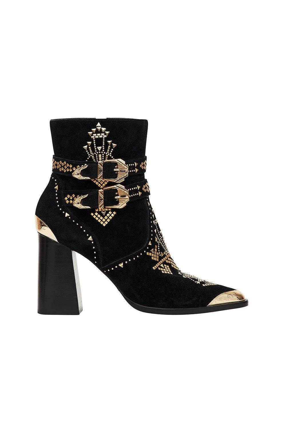 BLOCK HEEL BUCKLE BOOT LUXE BLACK