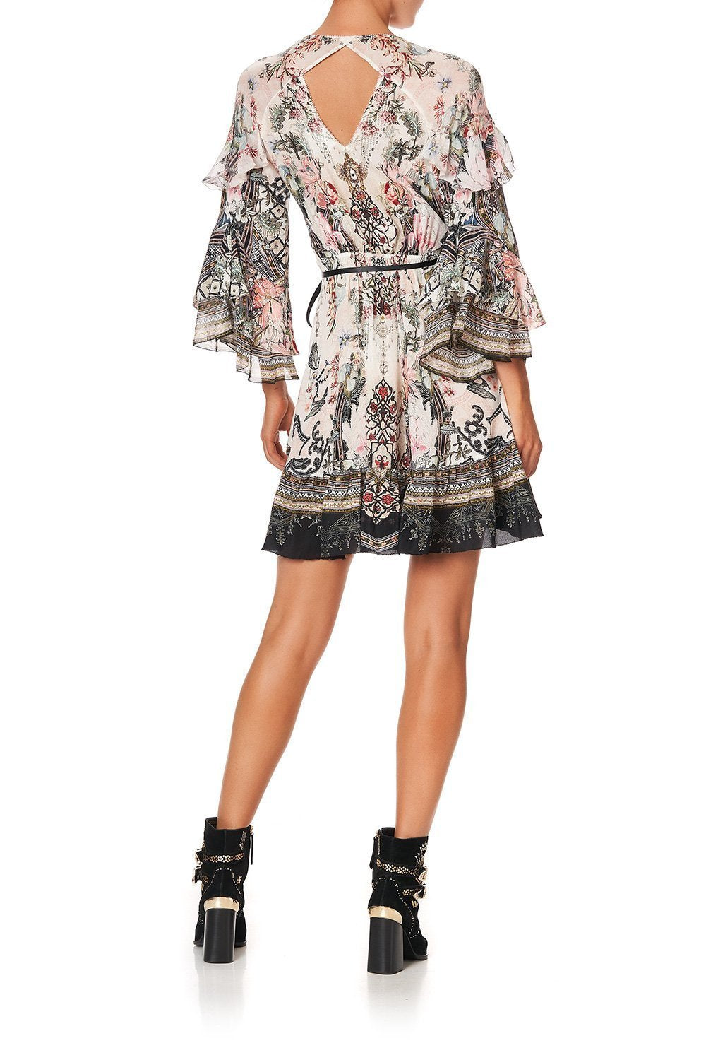 SHORT WRAP DRESS WITH RUFFLES ROMANCE IS BORN