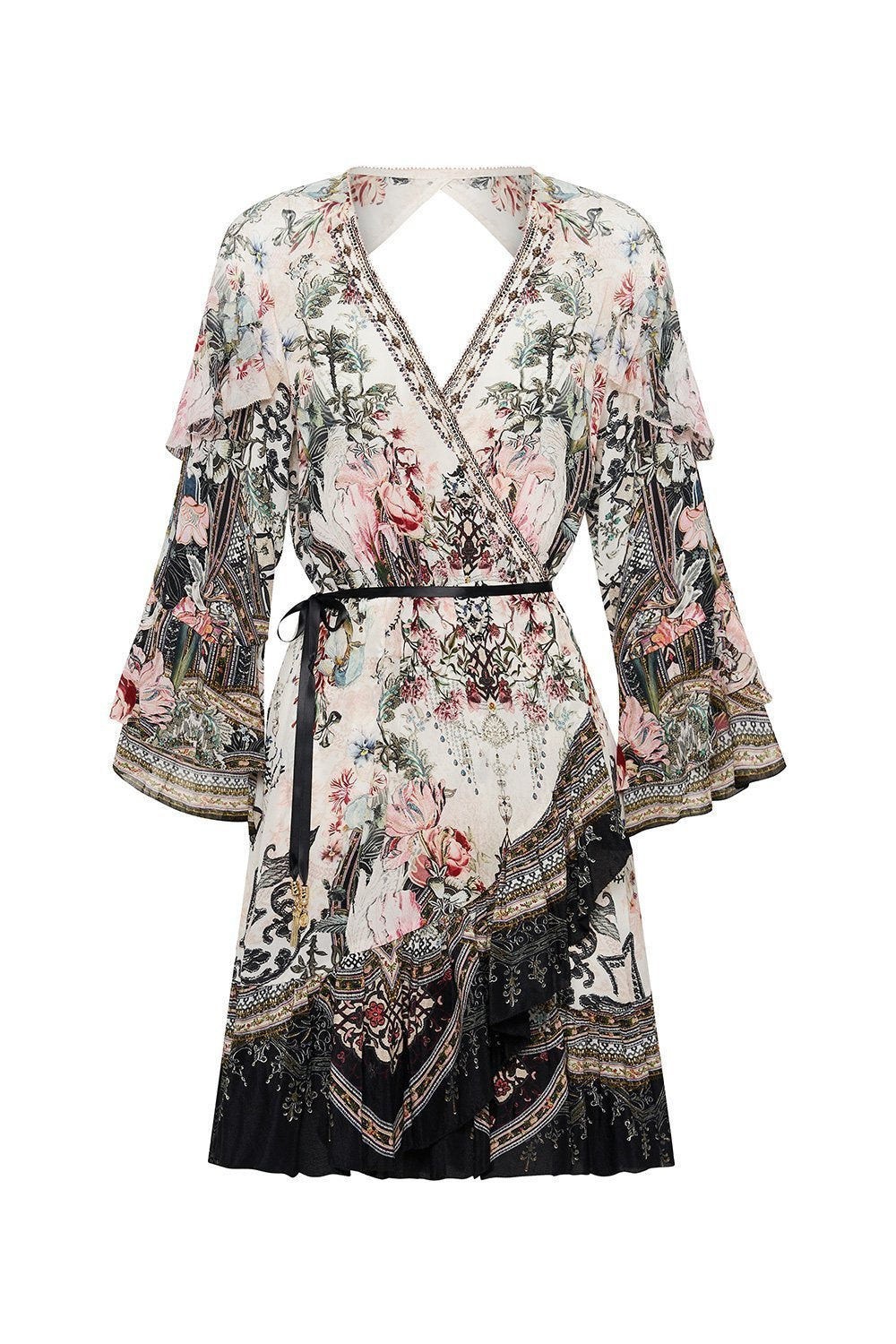 SHORT WRAP DRESS WITH RUFFLES ROMANCE IS BORN