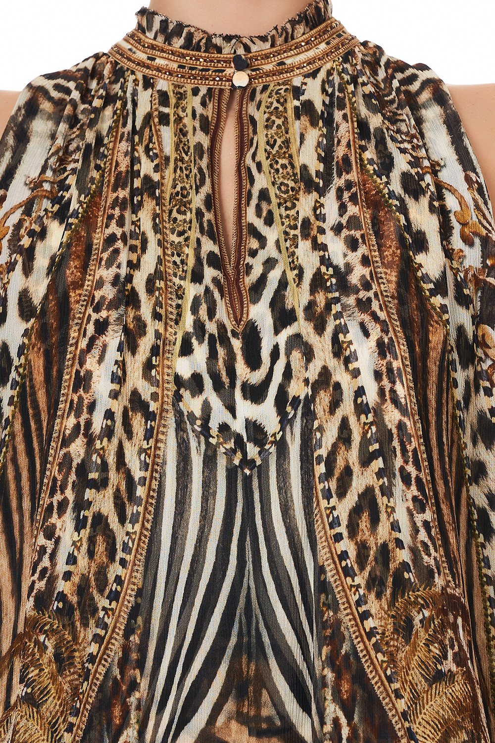 HIGH NECK RUFFLE DRESS BERKELEY ST AFTER DARK