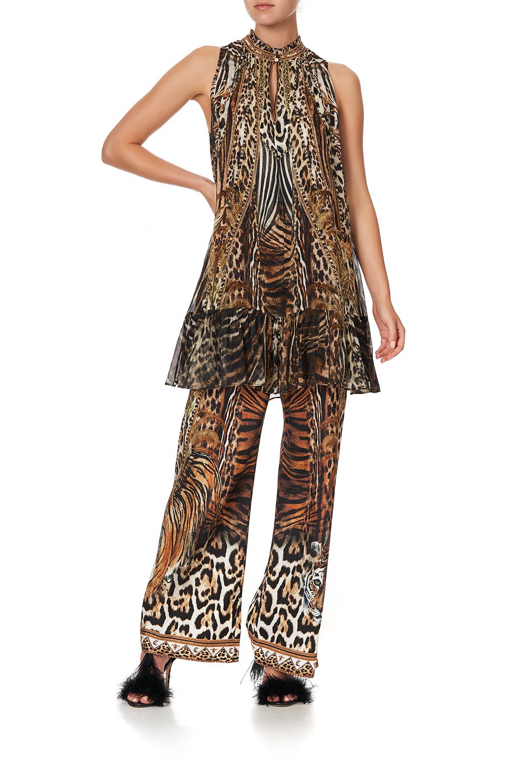 HIGH NECK RUFFLE DRESS BERKELEY ST AFTER DARK