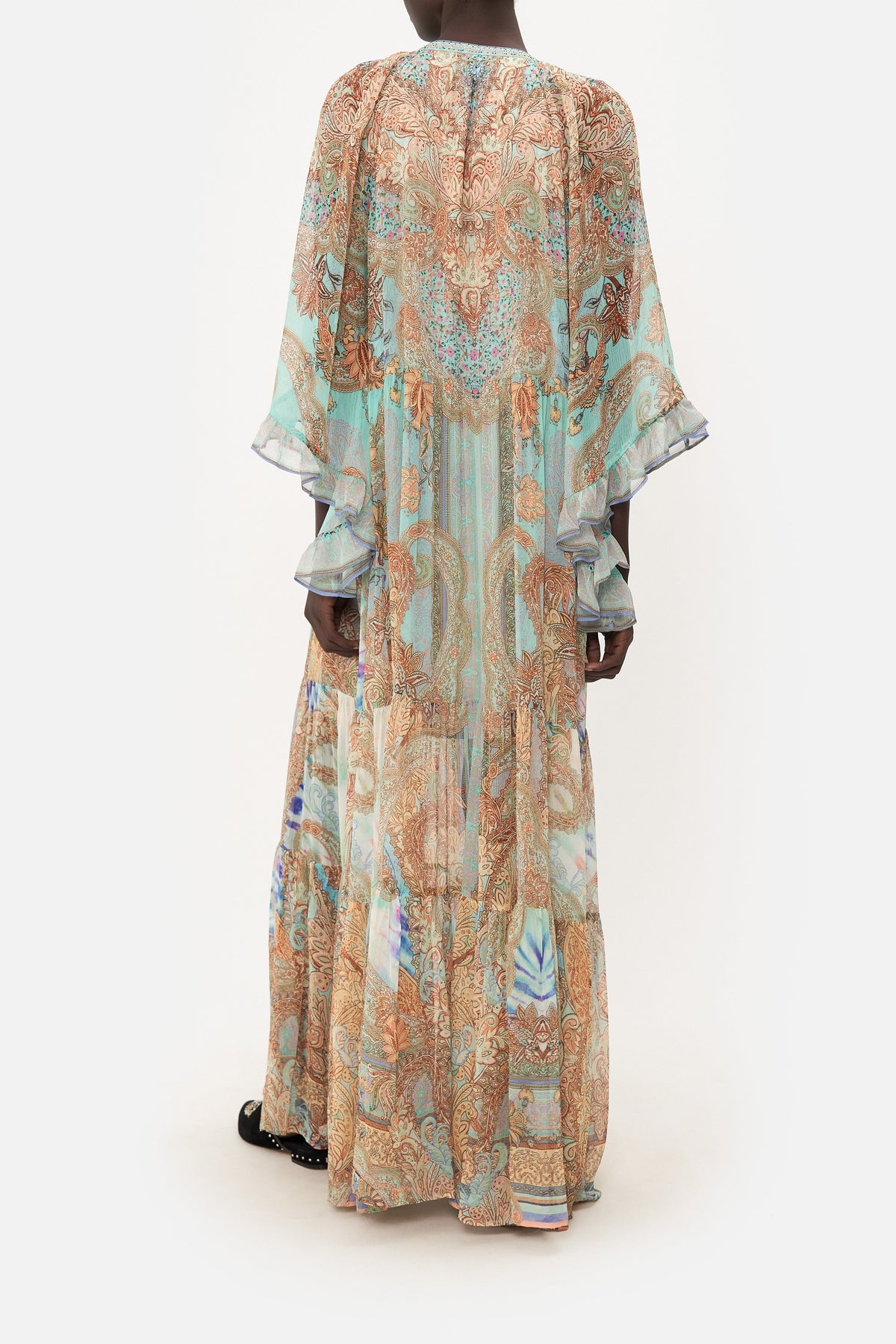 WIDE SLEEVE GATHERED DRESS MAKE LOVE NOT WAR