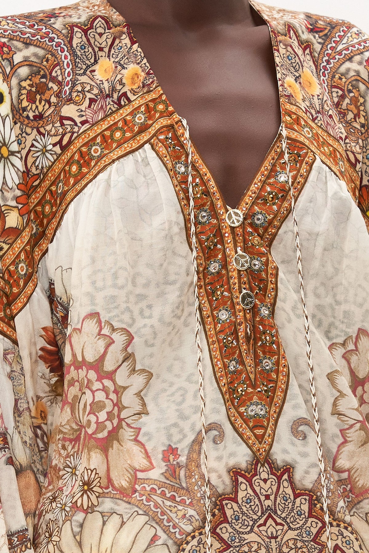 BLOUSON BLOUSE WITH NECK TIE HEART OF A HIPPIE