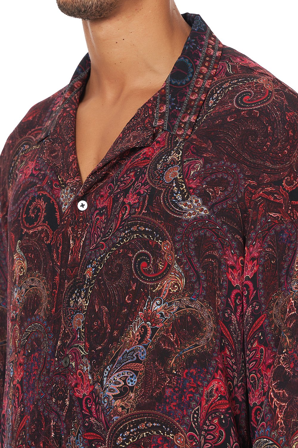 LONG SLEEVE CAMP COLLARED SHIRT WOODSTOCK ROCK