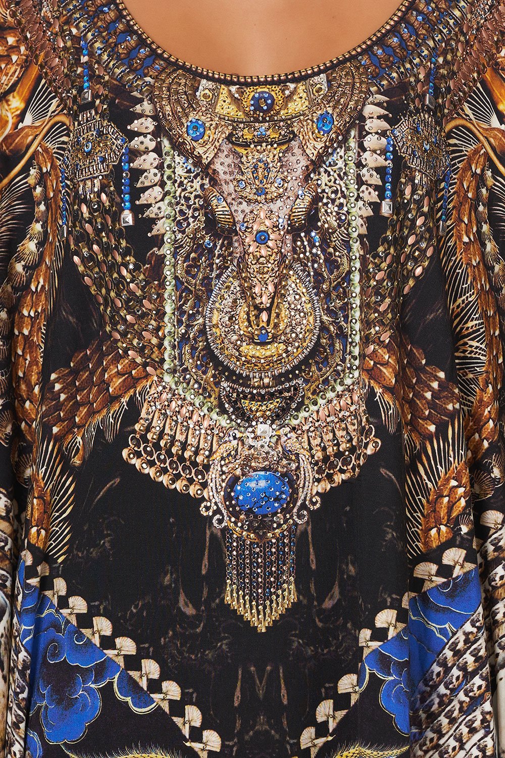 SHORT ROUND NECK LOUNGE KAFTAN DRAGON LADY