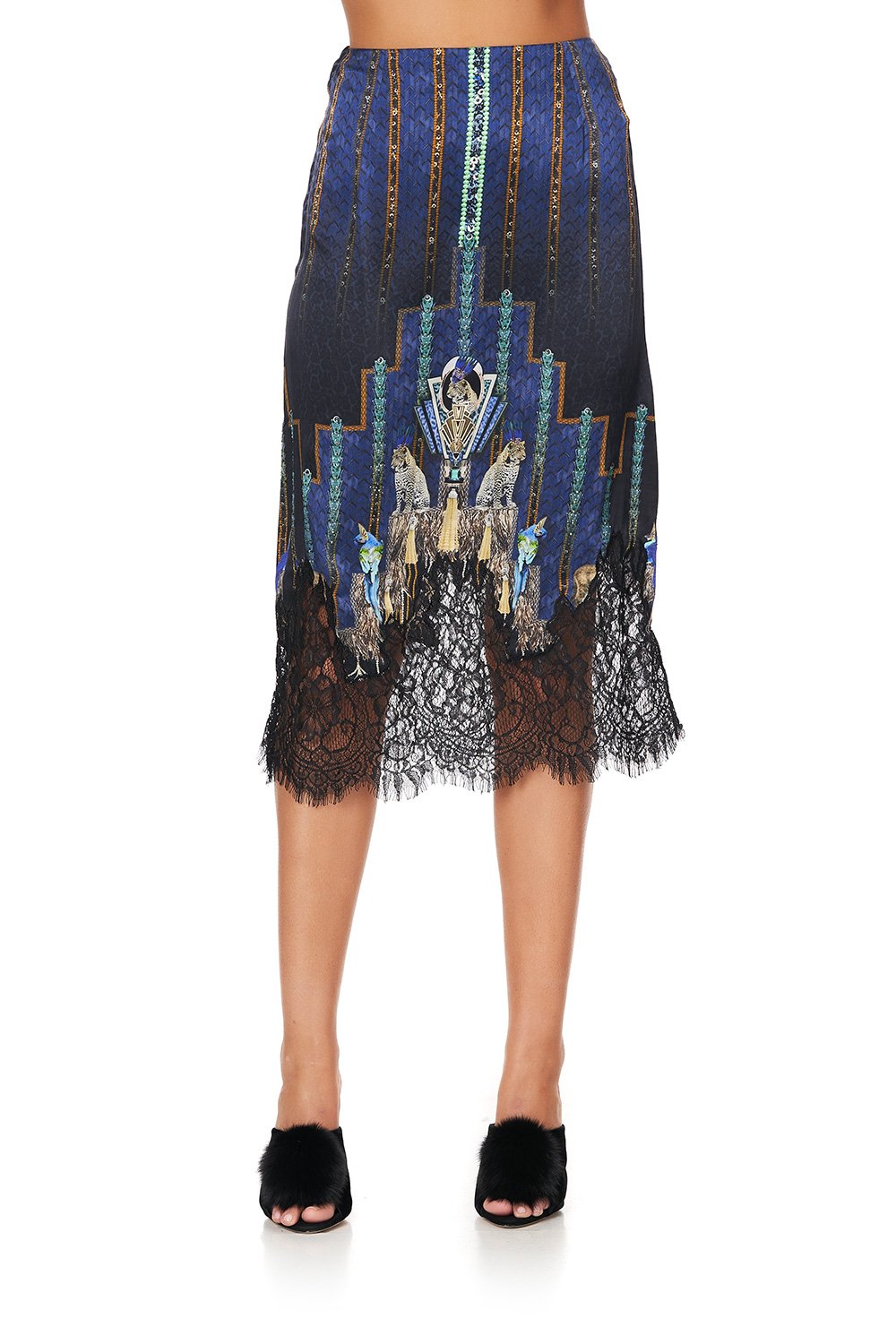 SLIP MIDI SKIRT DRIPPING IN DECO