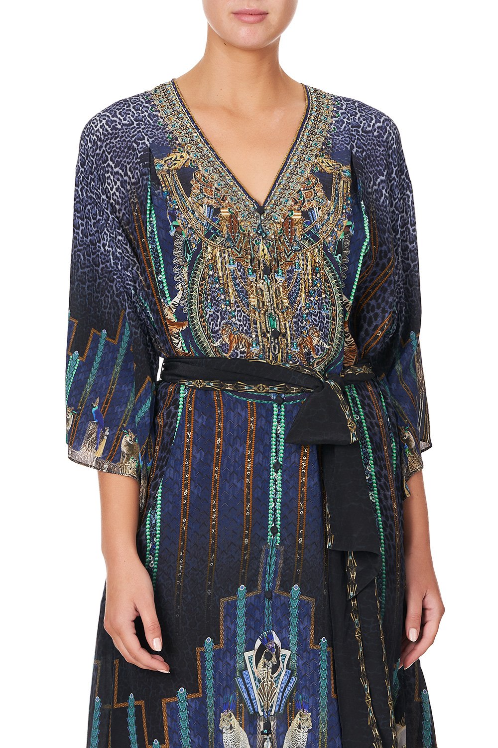 LOOSE BUTTON THROUGH DRESS DRIPPING IN DECO