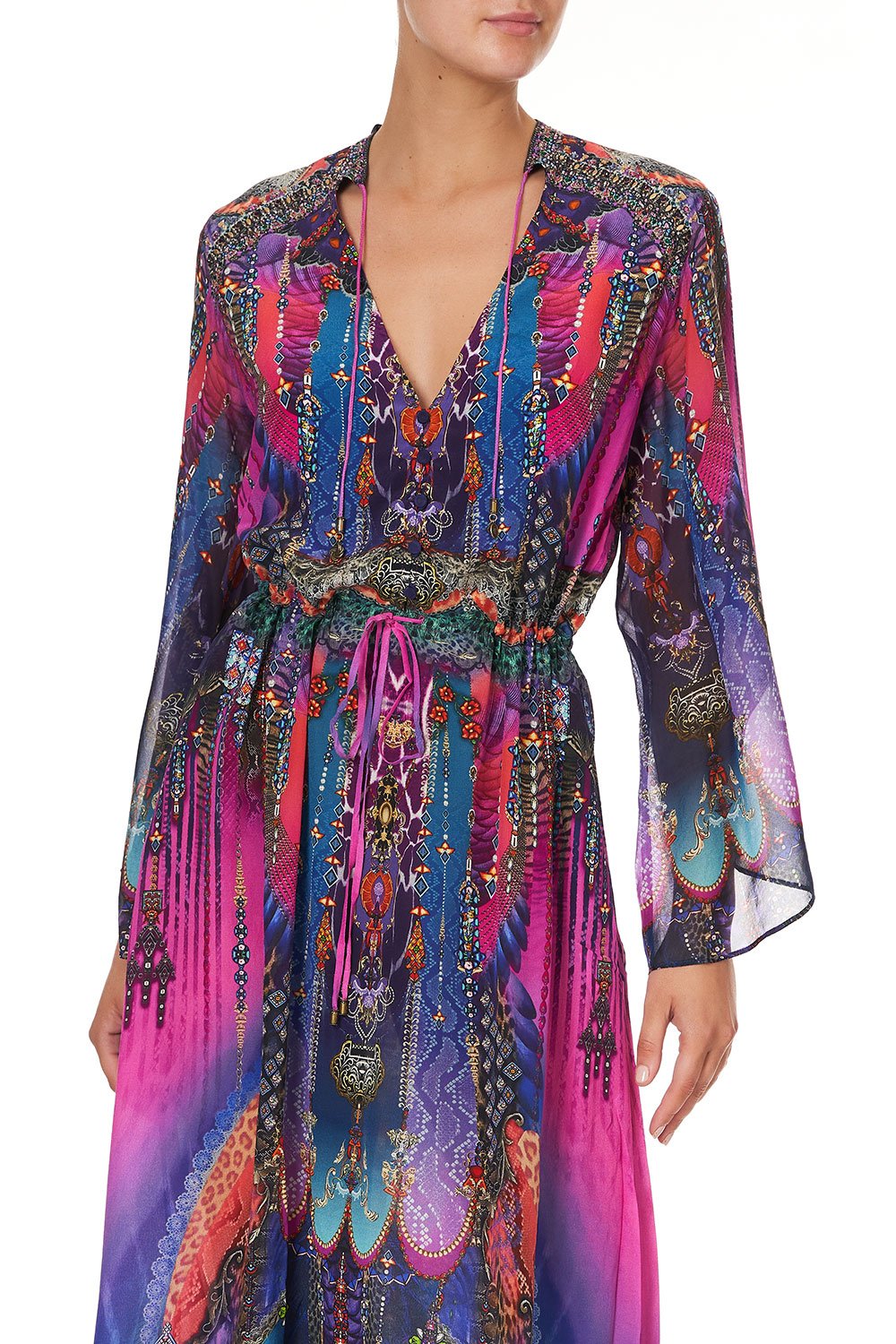 DRAWSTRING BUTTON UP DRESS MIDNIGHT MADNESS