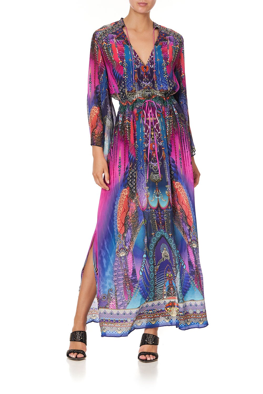 DRAWSTRING BUTTON UP DRESS MIDNIGHT MADNESS