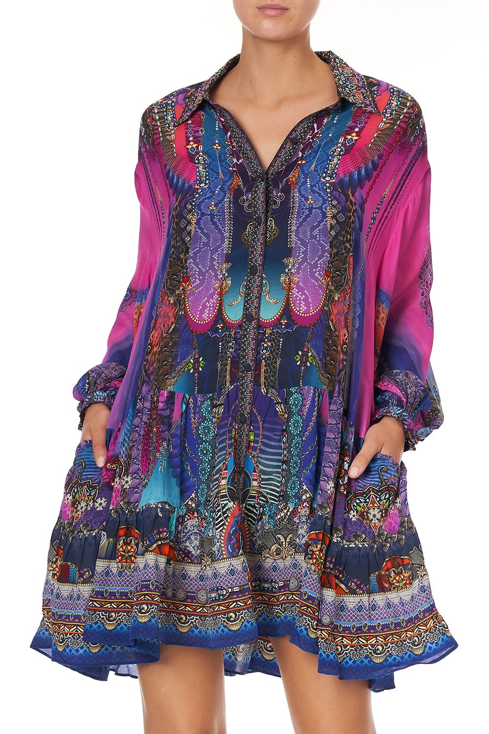 TIERED SHIRT DRESS MIDNIGHT MADNESS