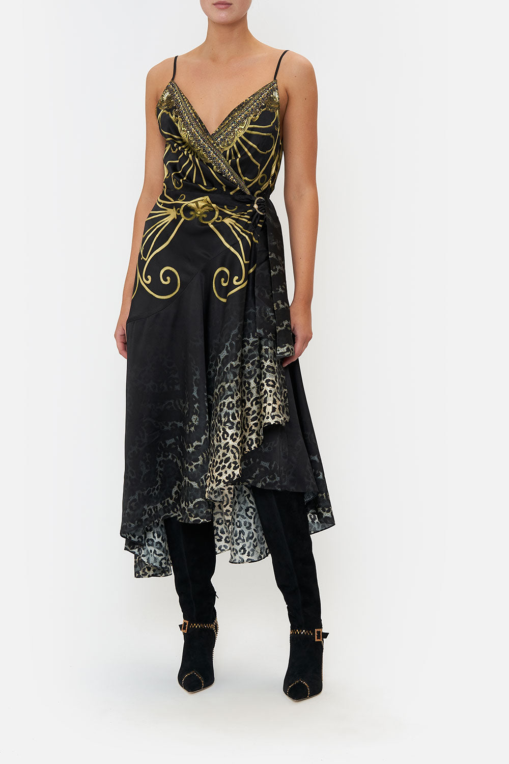 WRAP DRESS WITH RUFFLE HEM SHADOWS OF ARMADA