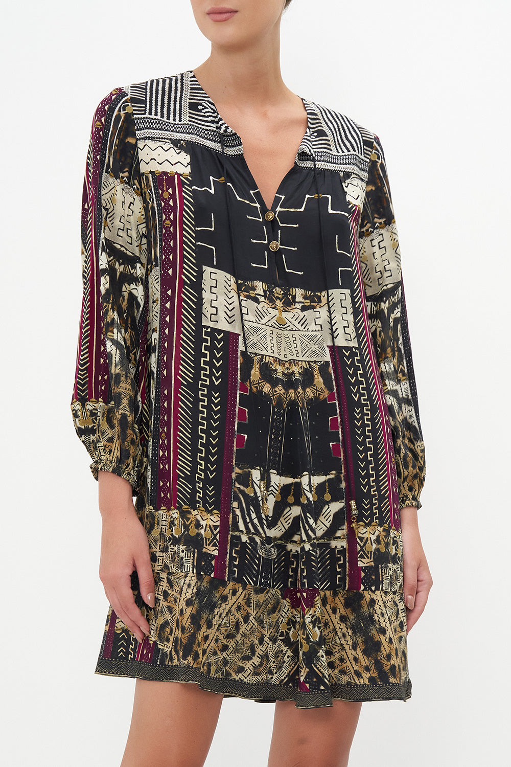 BUTTON UP DRESS WITH YOKE DESERT DREAMS