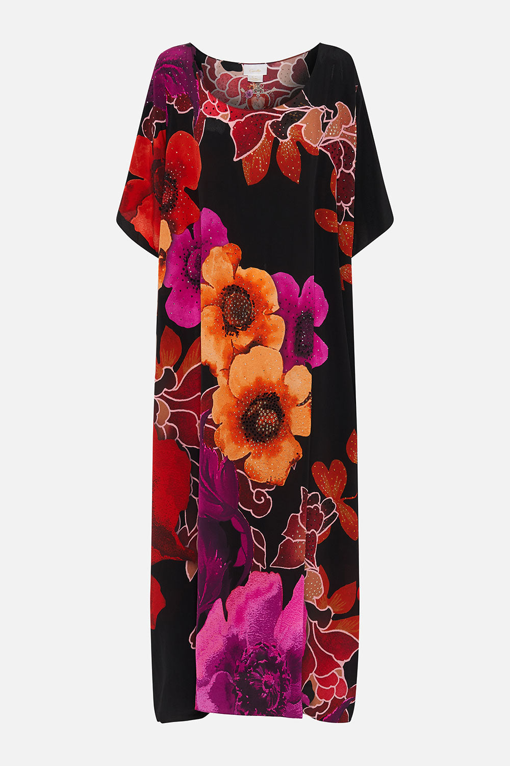 ROUND NECK KAFTAN MIDNIGHT POPPY