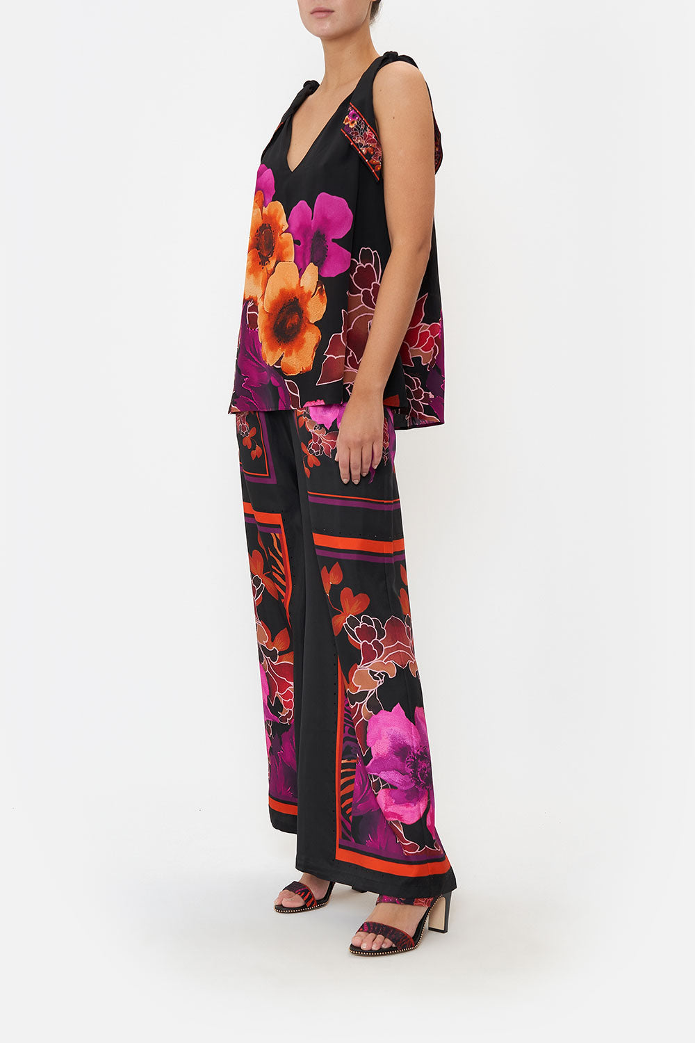 SCARF TIE TOP MIDNIGHT POPPY