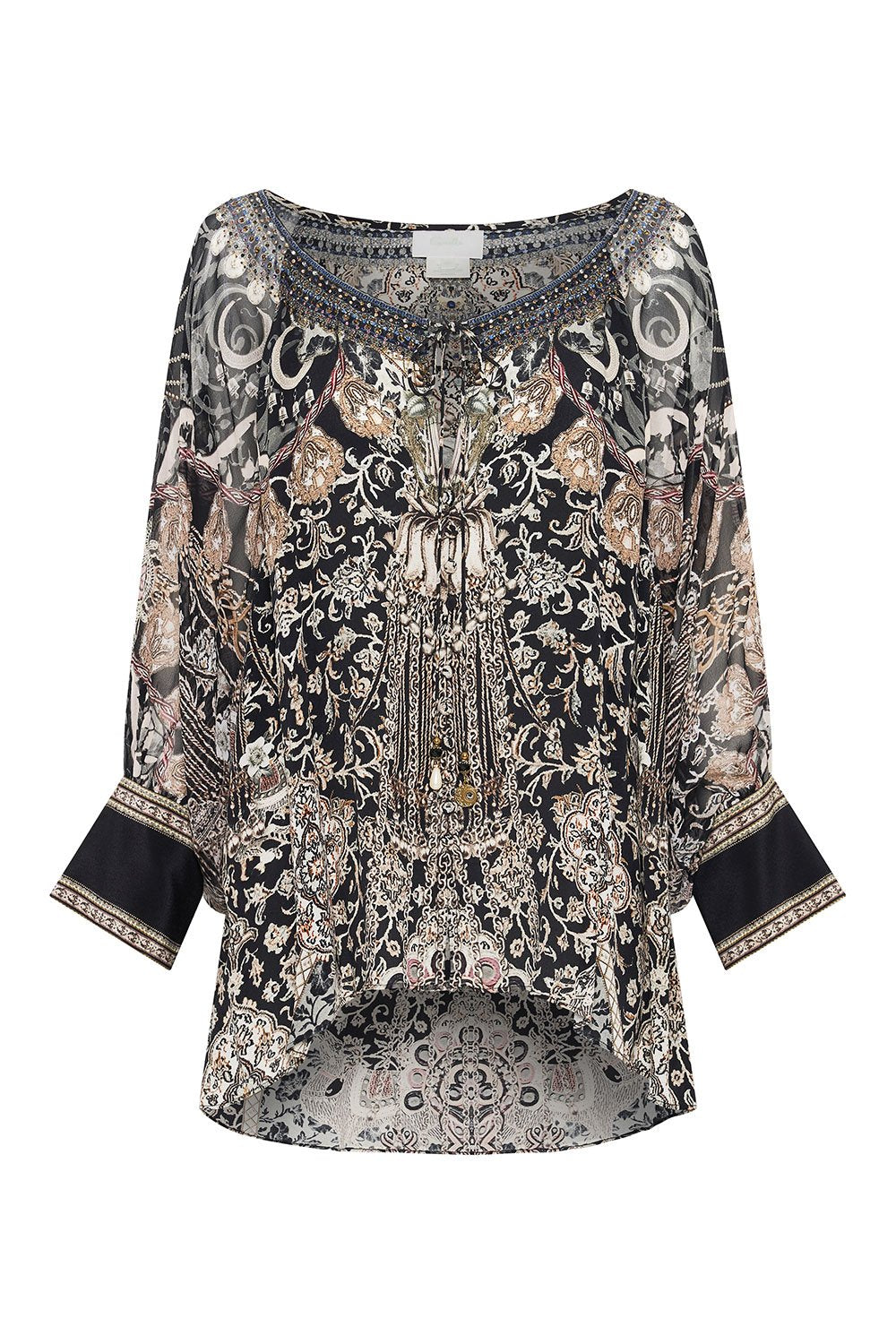 RAGLAN SLEEVE BUTTON UP TOP DUST HER OFF