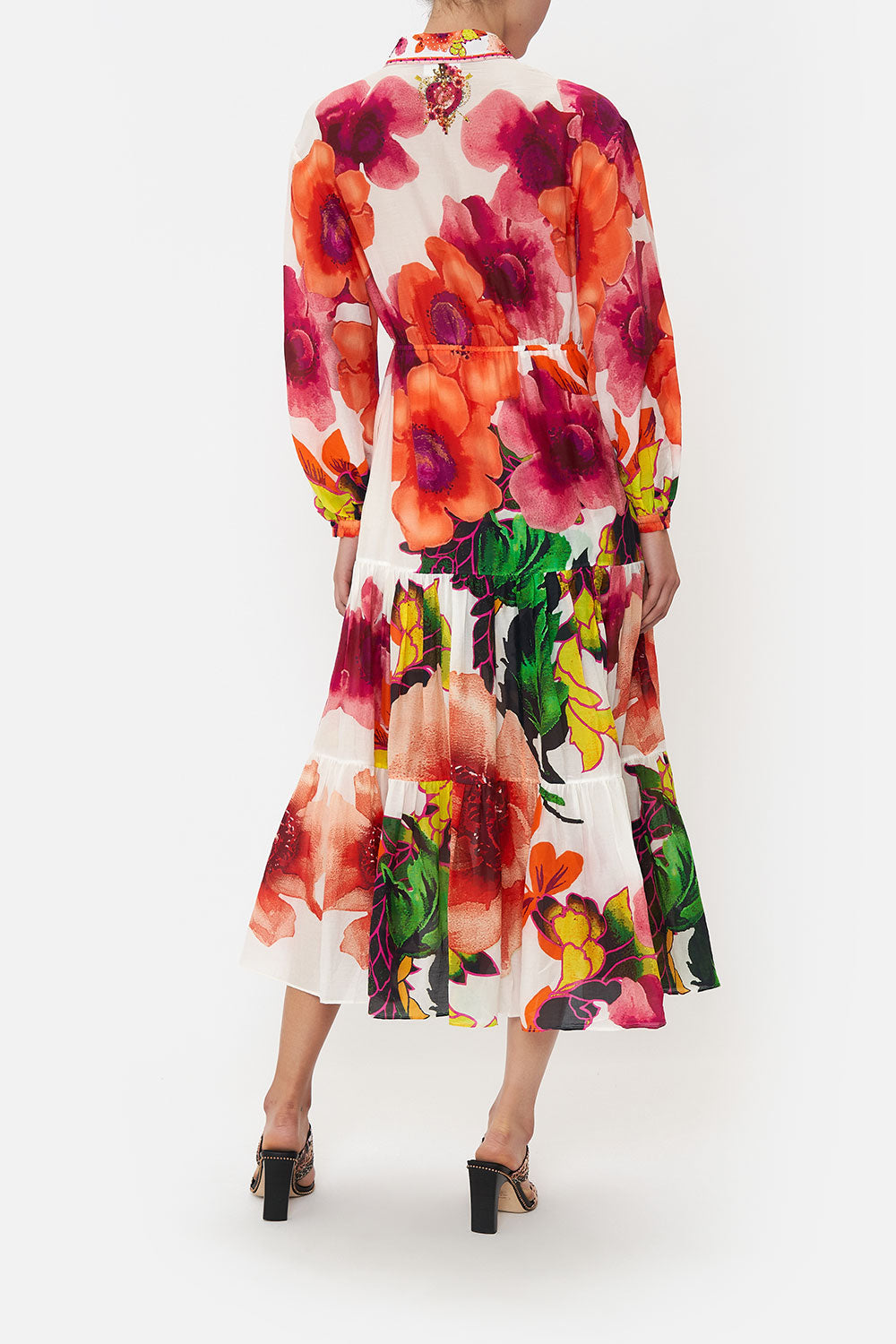 TIERED LONG SHIRT DRESS PRETTY AS A POPPY
