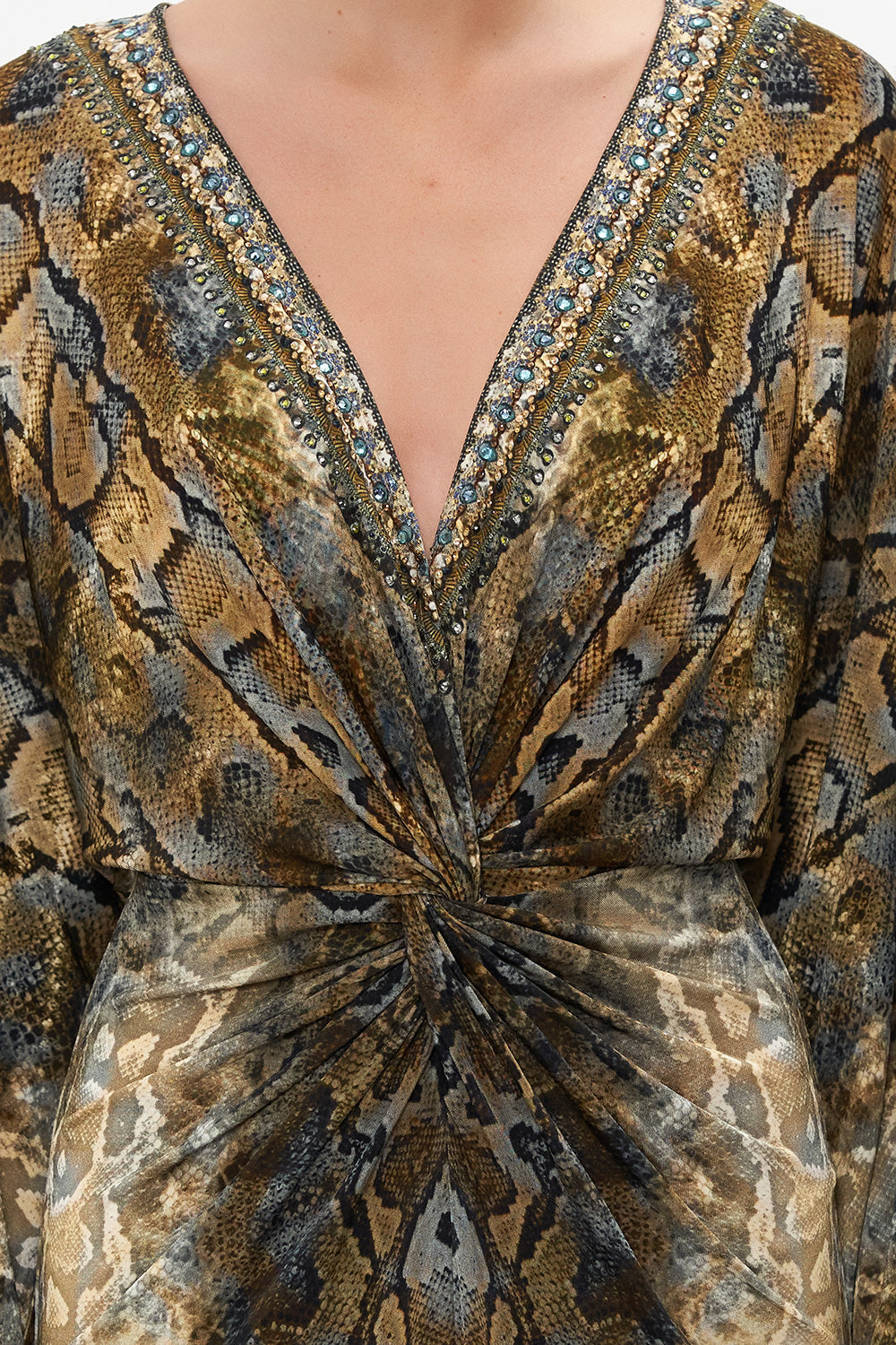 LONG SPLIT FRONT TWIST DRESS CALL OF THE FALCON