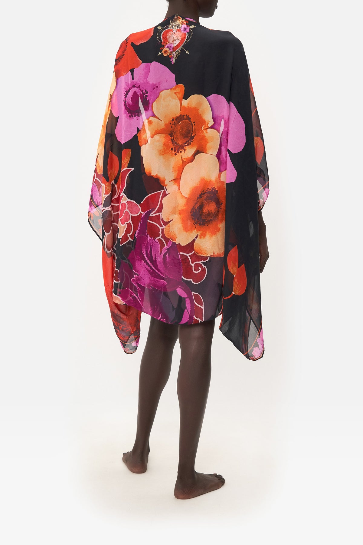 SILK SHRUG MIDNIGHT POPPY