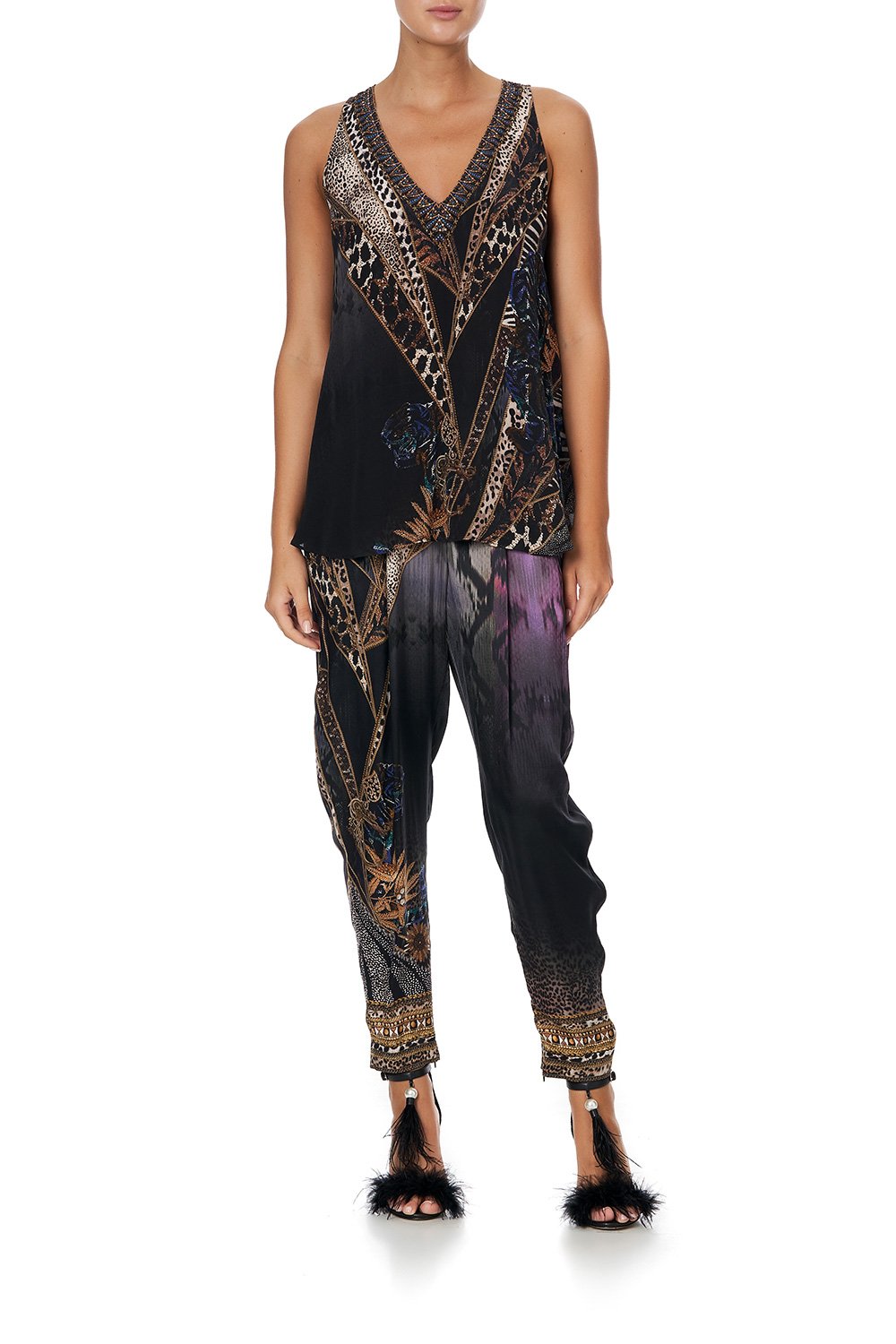 V NECK BUTTON BACK TOP LADY STARDUST