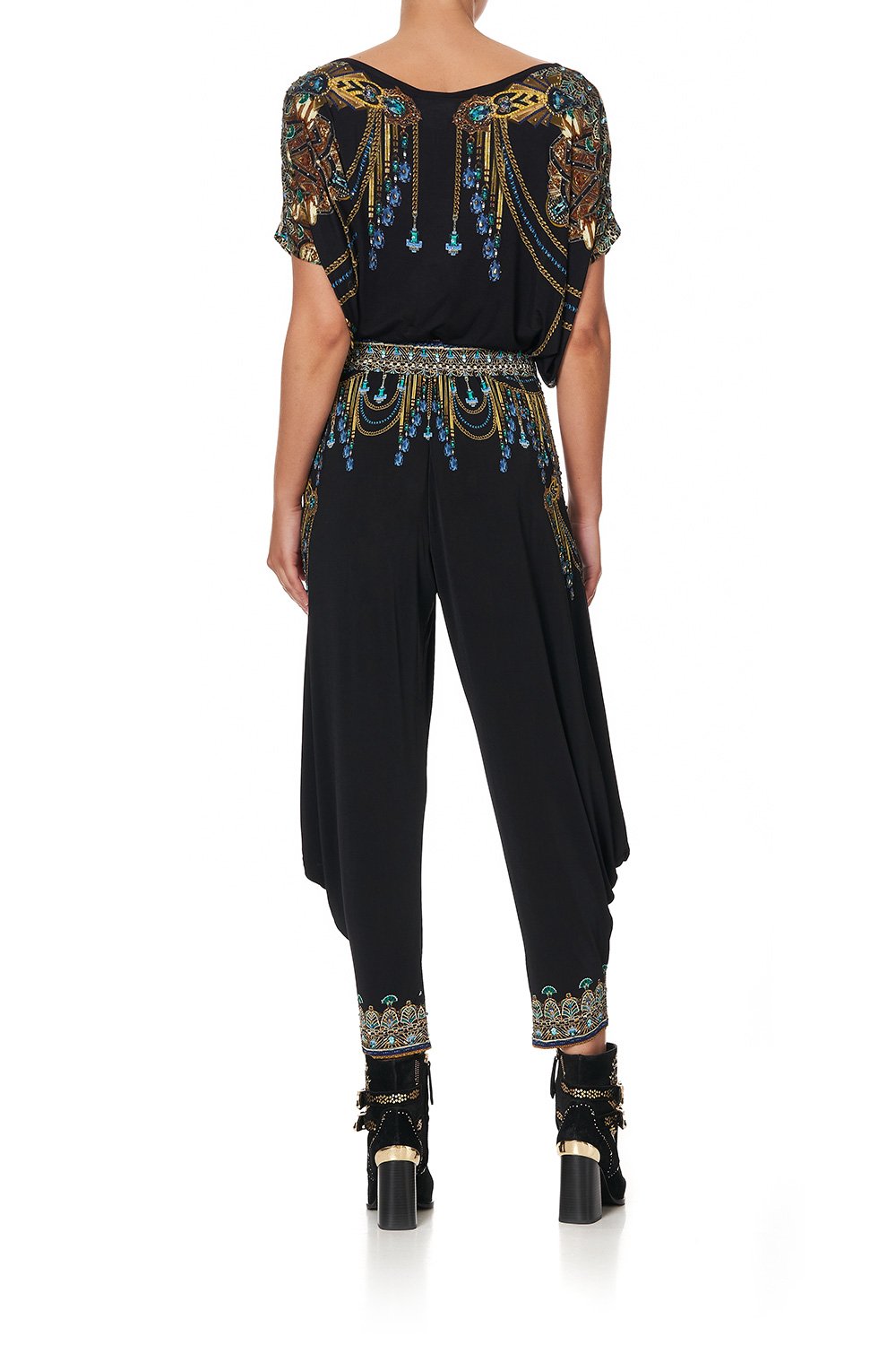 JERSEY DRAPE PANT WITH POCKET DRIPPING IN DECO