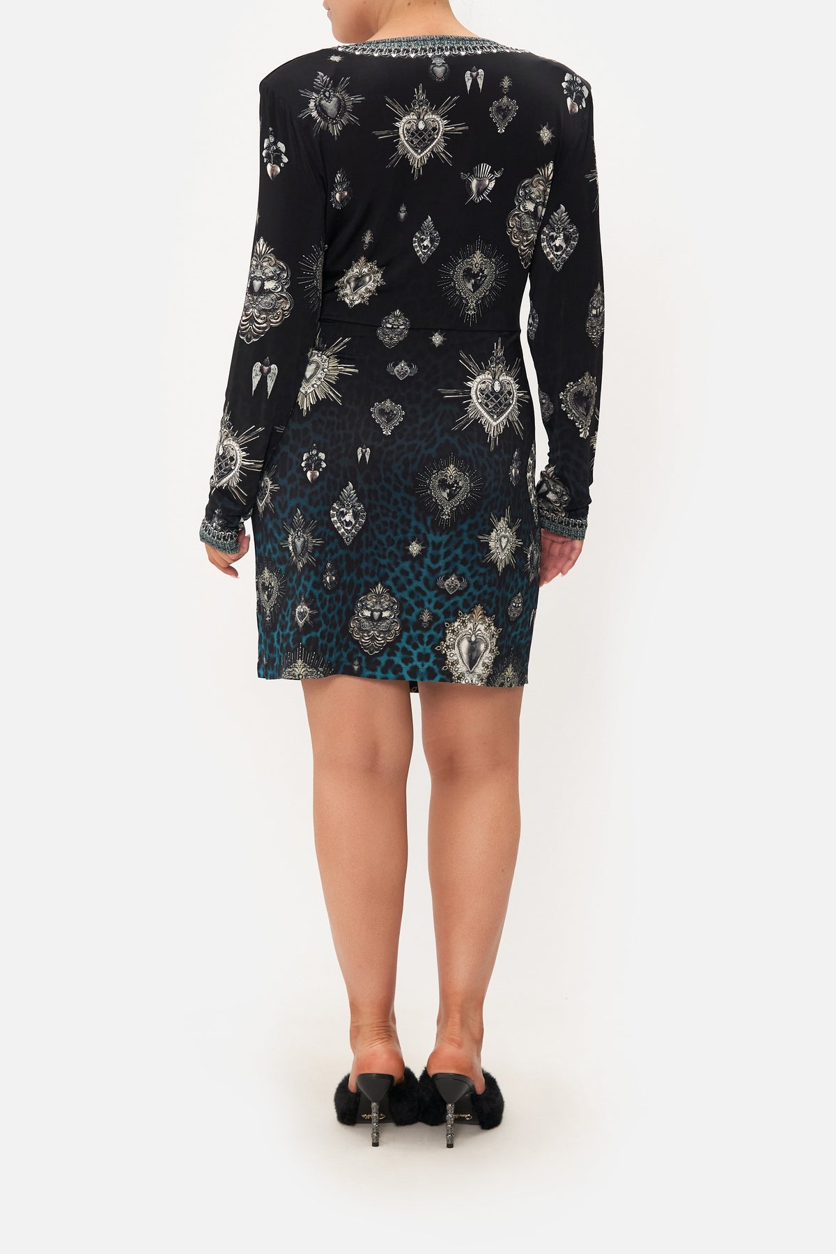 V-NECK CROSS FRONT DRESS ANIMAL ANARCHY