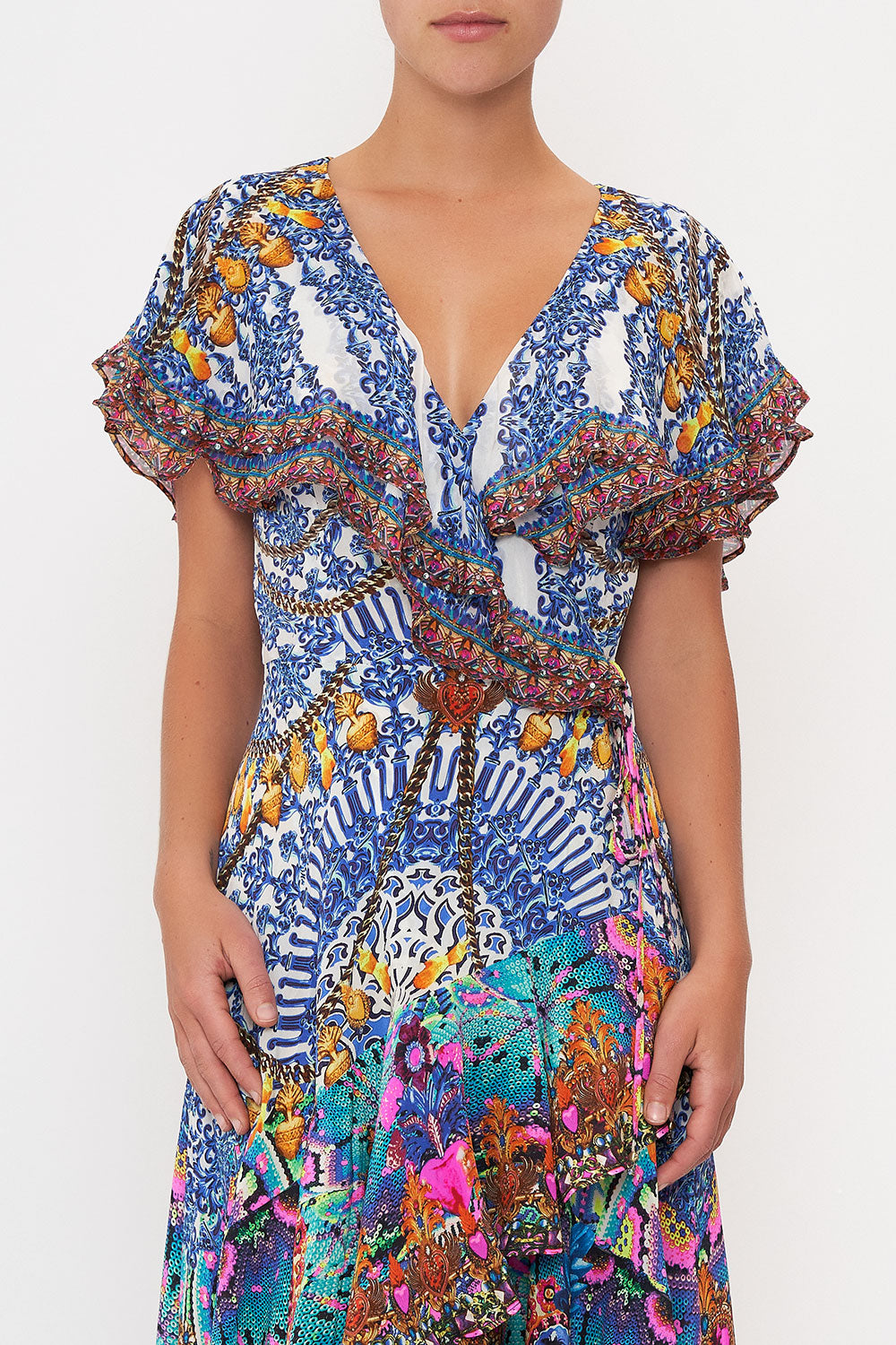 FRILL SLEEVE LONG DRESS LUCKY CHARMS