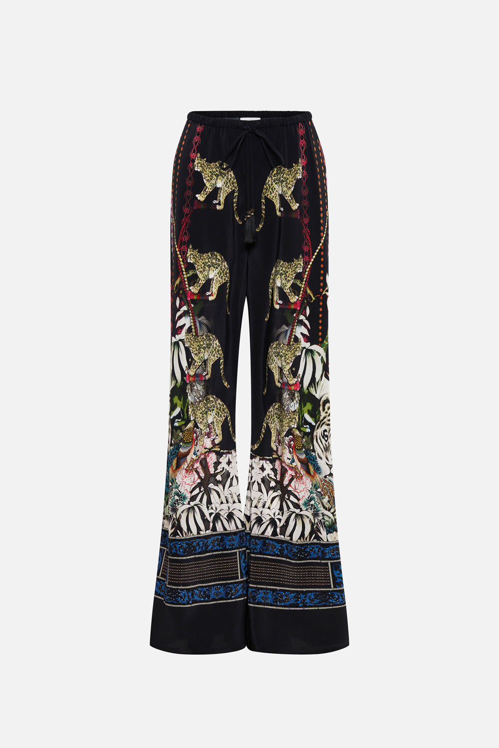 The CAMILLA BIAS CUT DRAWSTRING PANT HOLLYWOOD HEIST in our  print.