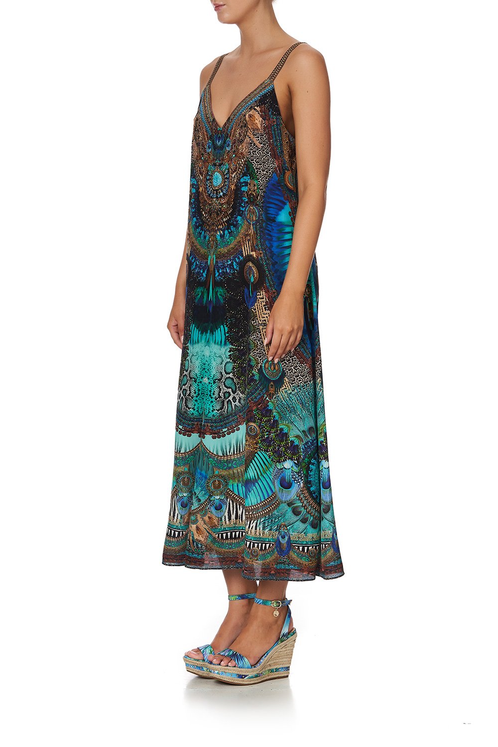 V NECK MIDI SLIP DRESS TEMPLE TEMPTRESS