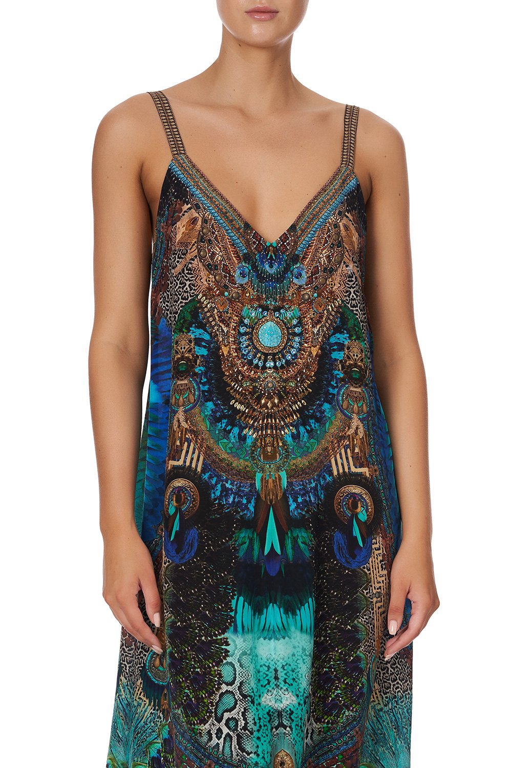 V NECK MIDI SLIP DRESS TEMPLE TEMPTRESS