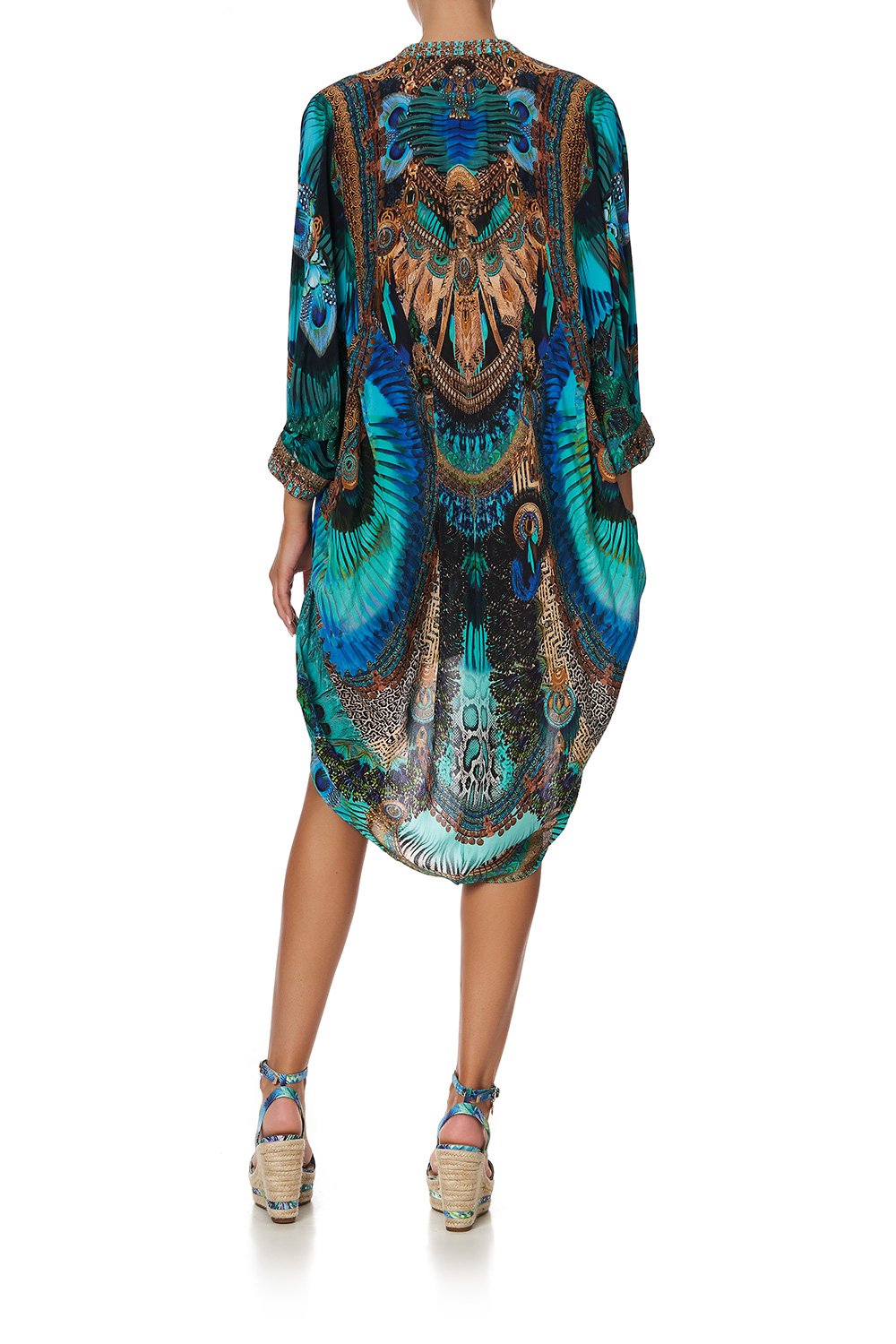 V-NECK DRESS WITH DRAPED BACK TEMPLE TEMPTRESS