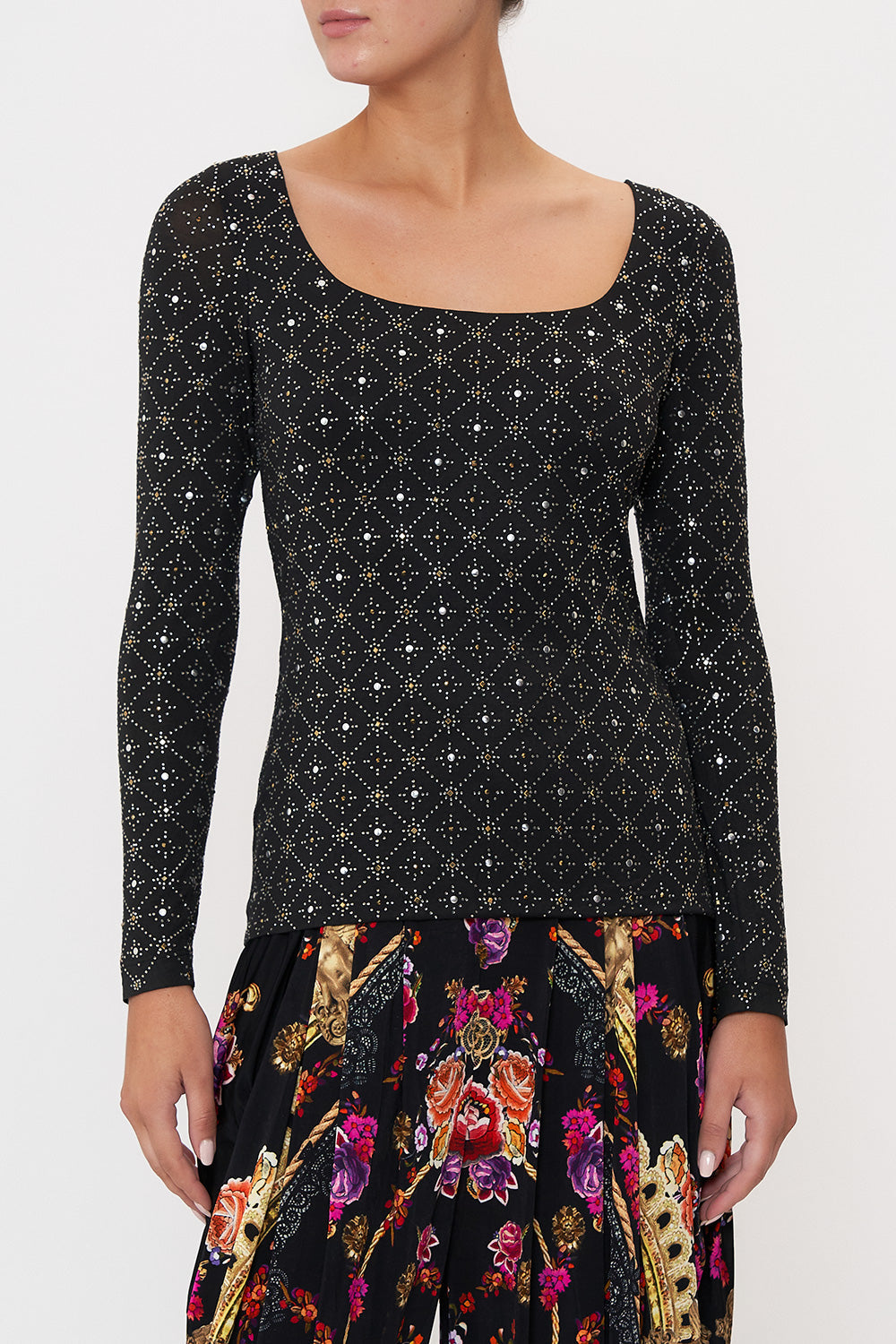 SQUARE NECK JERSEY TOP DANCE WITH DUENDE