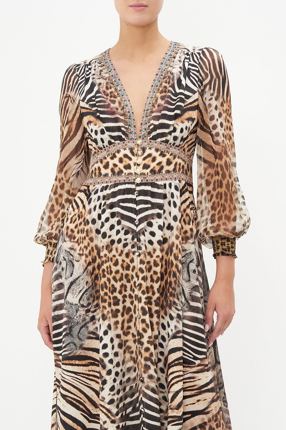 BUTTON DRESS WITH SHAPED WAISTBAND FOR THE LOVE OF LEO