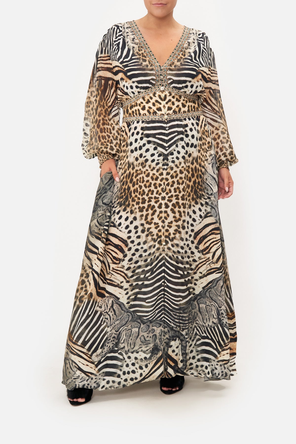 BUTTON DRESS WITH SHAPED WAISTBAND FOR THE LOVE OF LEO