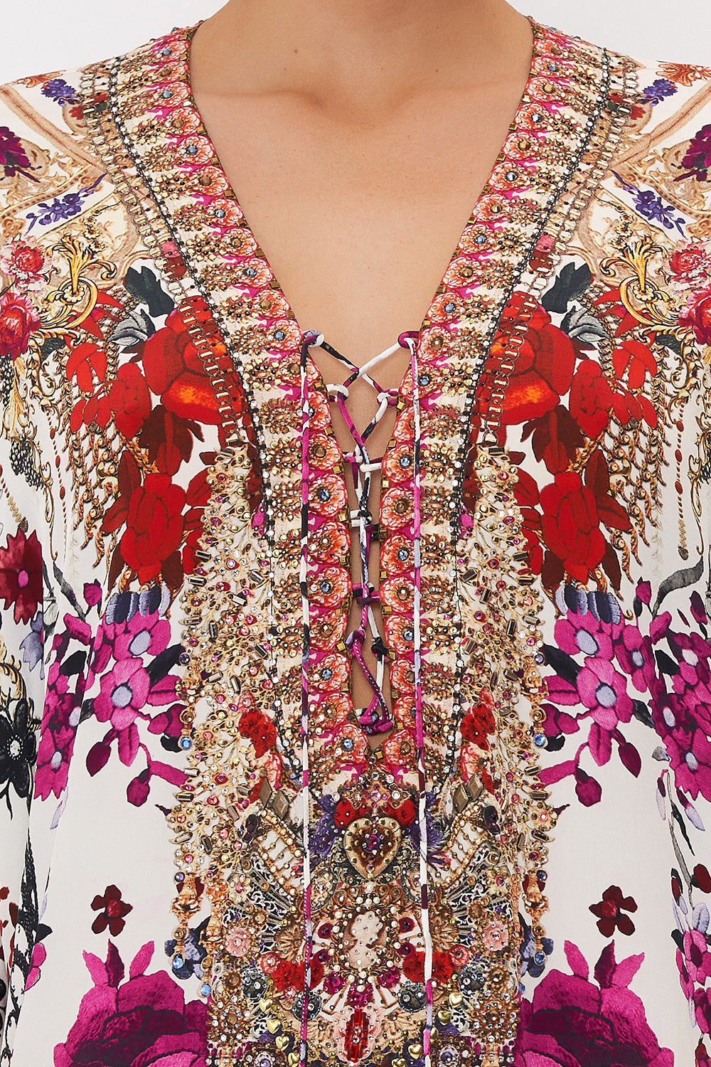 SHORT LACE UP KAFTAN REIGN OF ROSES