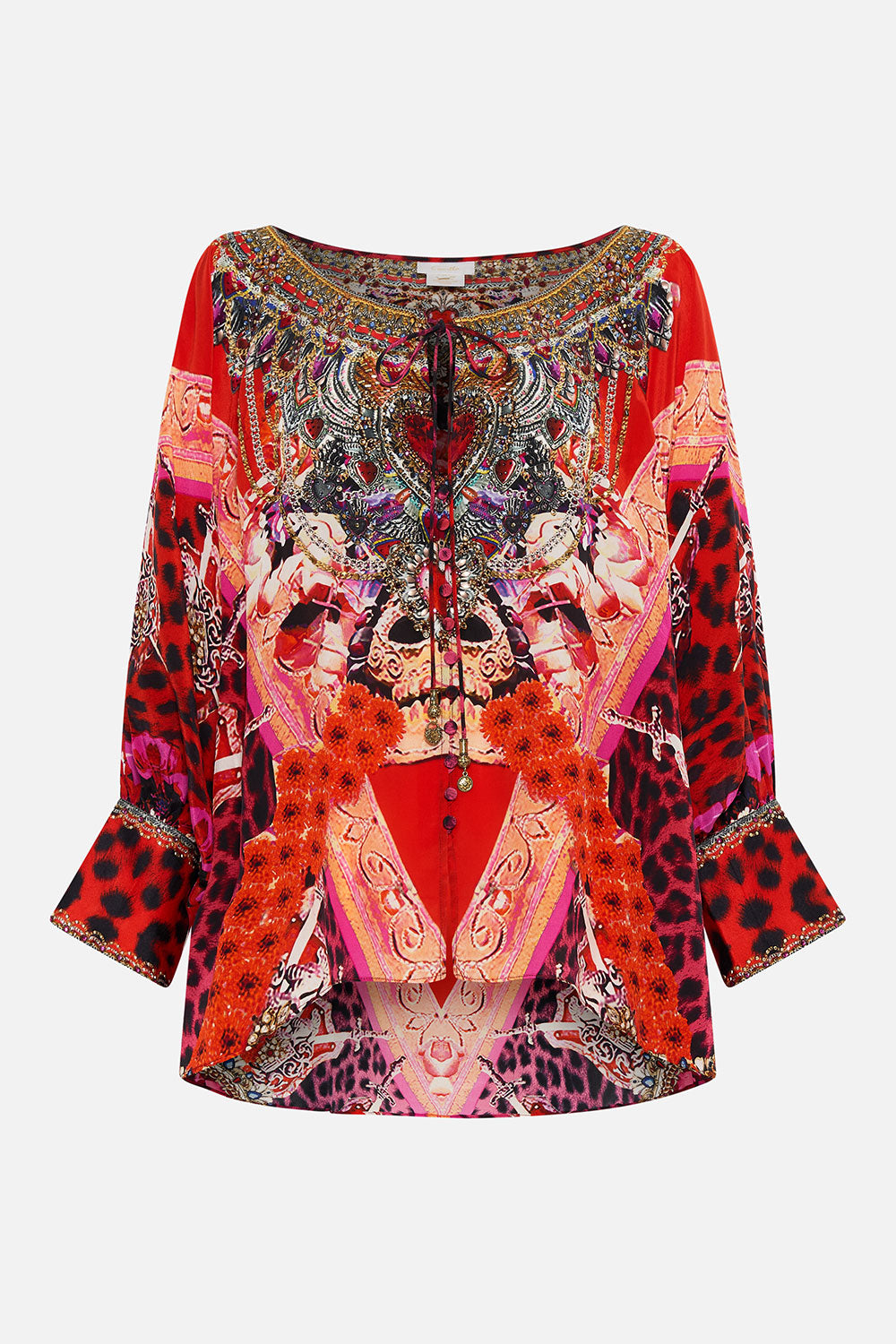 RAGLAN SLEEVE BUTTON UP TOP ARTESANIA MANIA