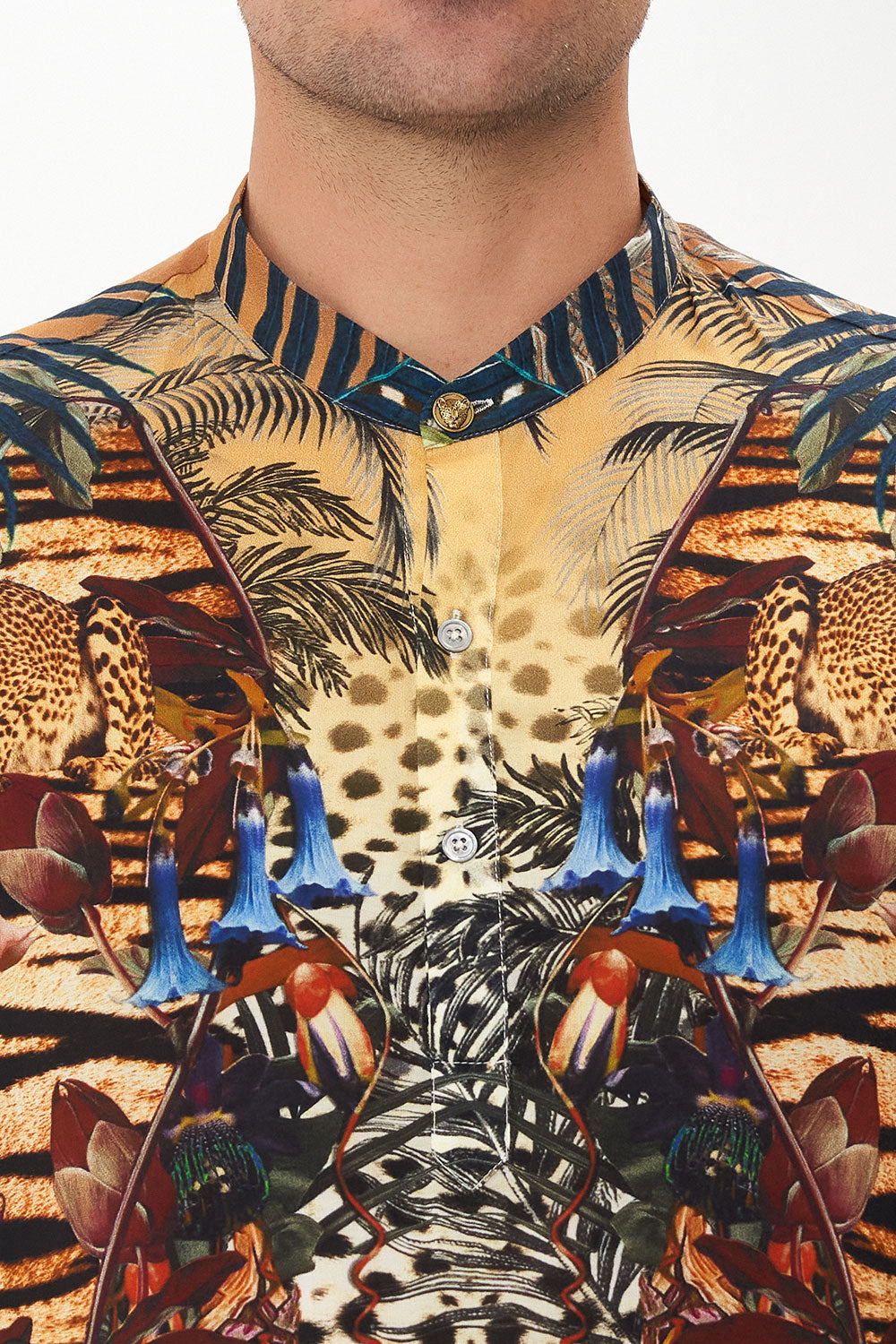 SHORT SLEEVE MANDARIN SHIRT NATURAL INSTINCT