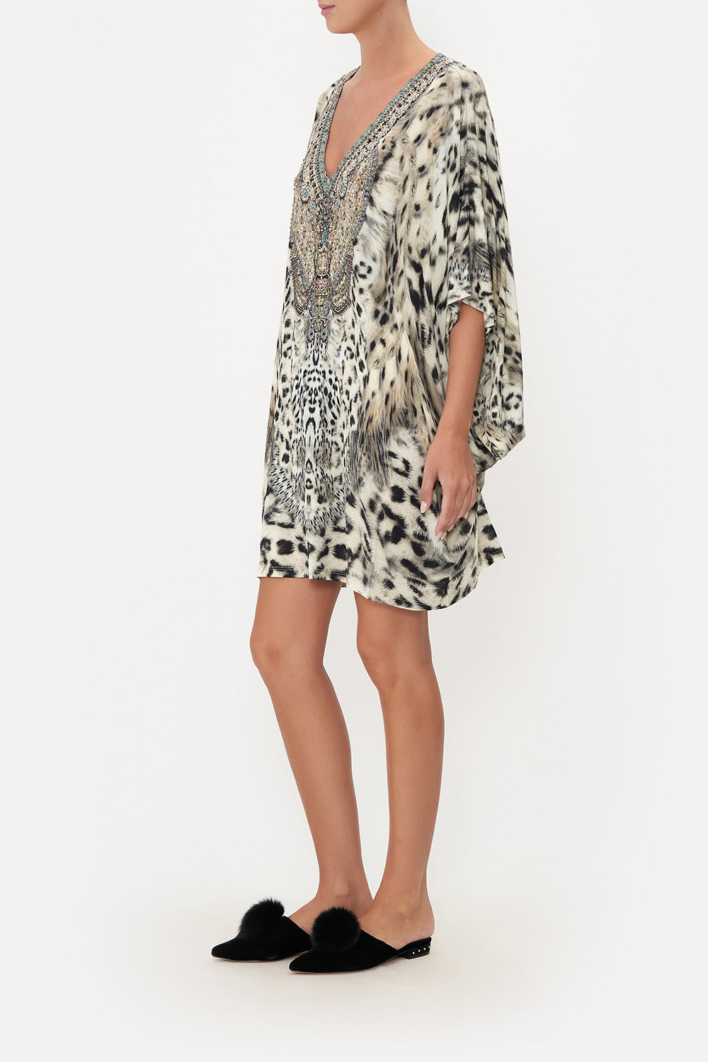 BAT SLEEVE DRESS SNOW WHISPERS LOUNGE