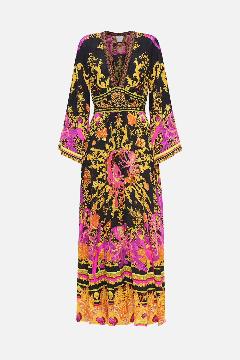 KIMONO SLEEVE DRESS WITH SHIRRING DETAIL OCTOPIA