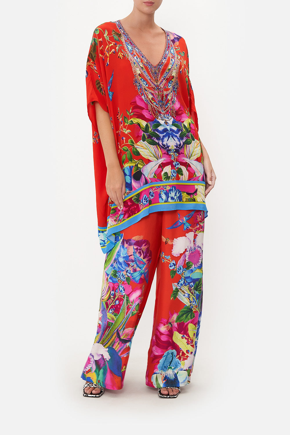 RECTANGULAR V NECK KAFTAN BIRDS OF A FEATHER