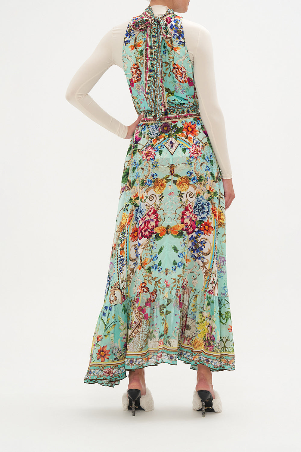 NECKTIE DRESS WITH ELASTICATED WAIST HONEY HONEY