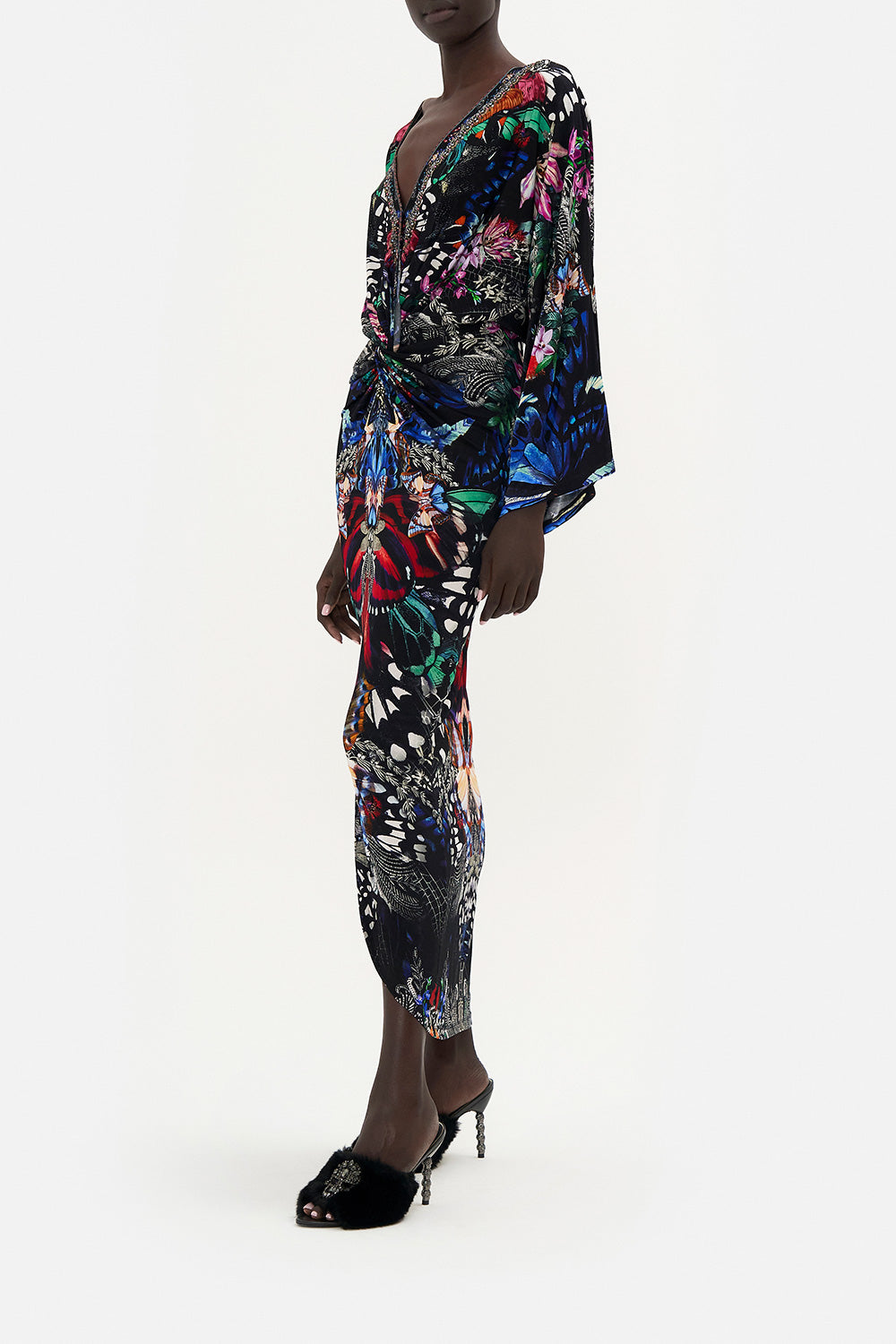 LONG SPLIT FRONT TWIST DRESS FLUTTER BY