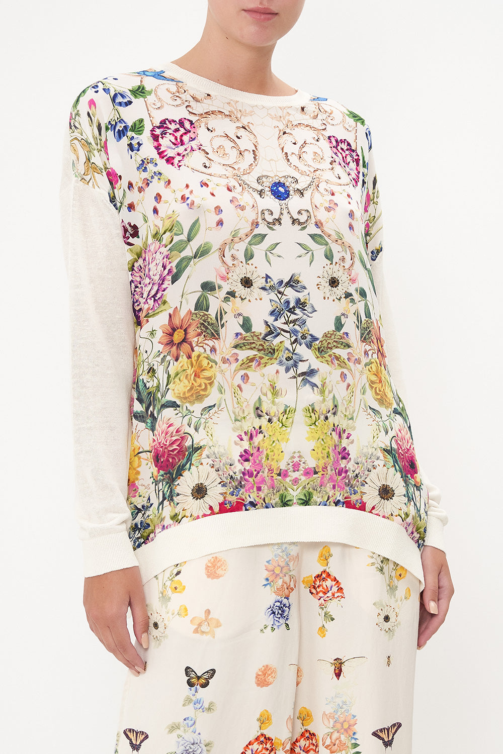 LONG SLEEVE JUMPER WITH PRINT FRONT QUEENS BEE HIVE