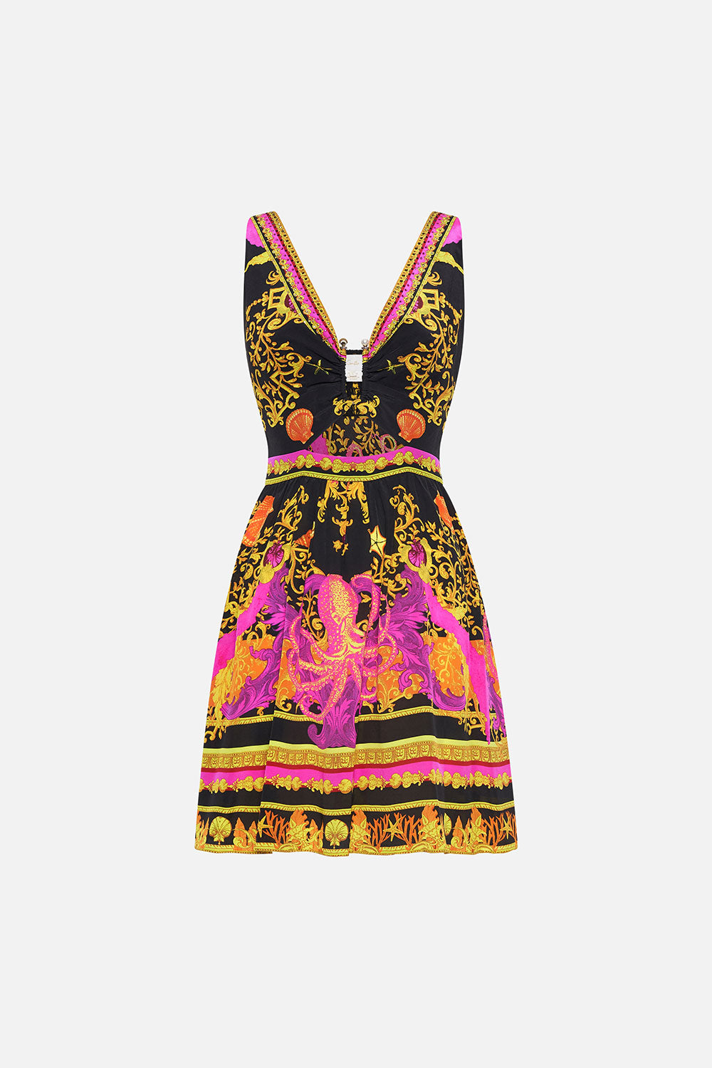 SHORT V NECK CUTOUT DRESS OCTOPIA