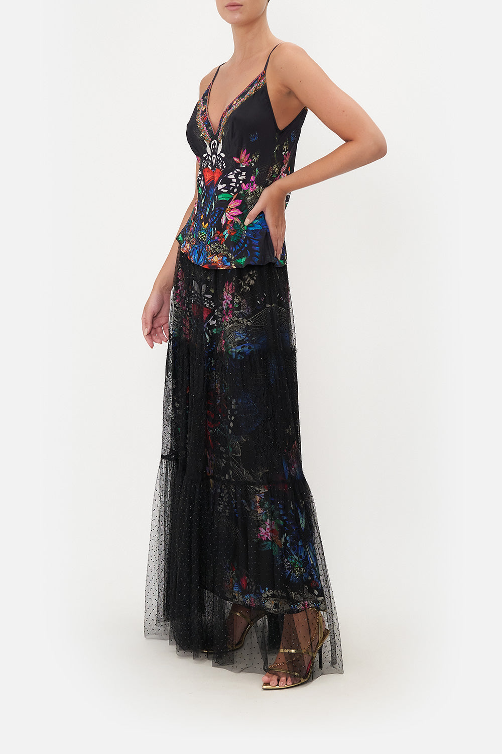 V NECK CAMI FLUTTER BY