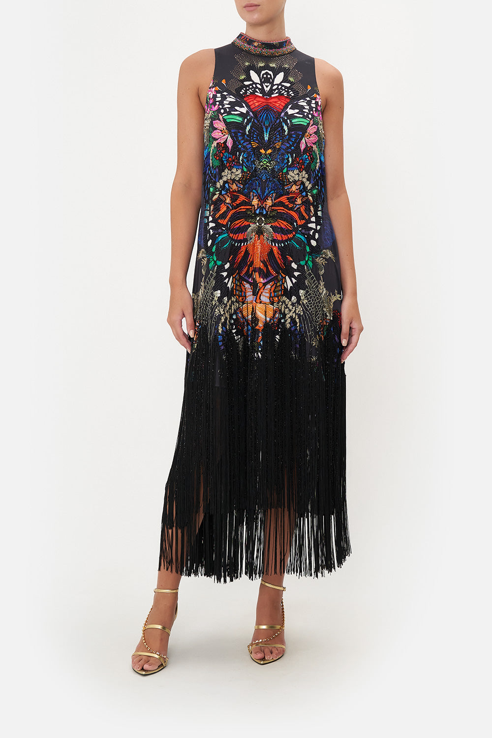 HIGH COLLAR SHIFT DRESS FLUTTER BY