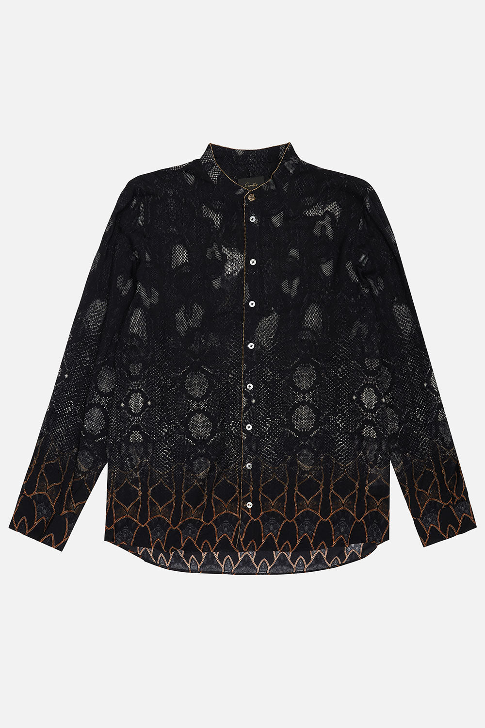LONG SLEEVE MANDARIN COLLAR SHIRT WILD HORSES