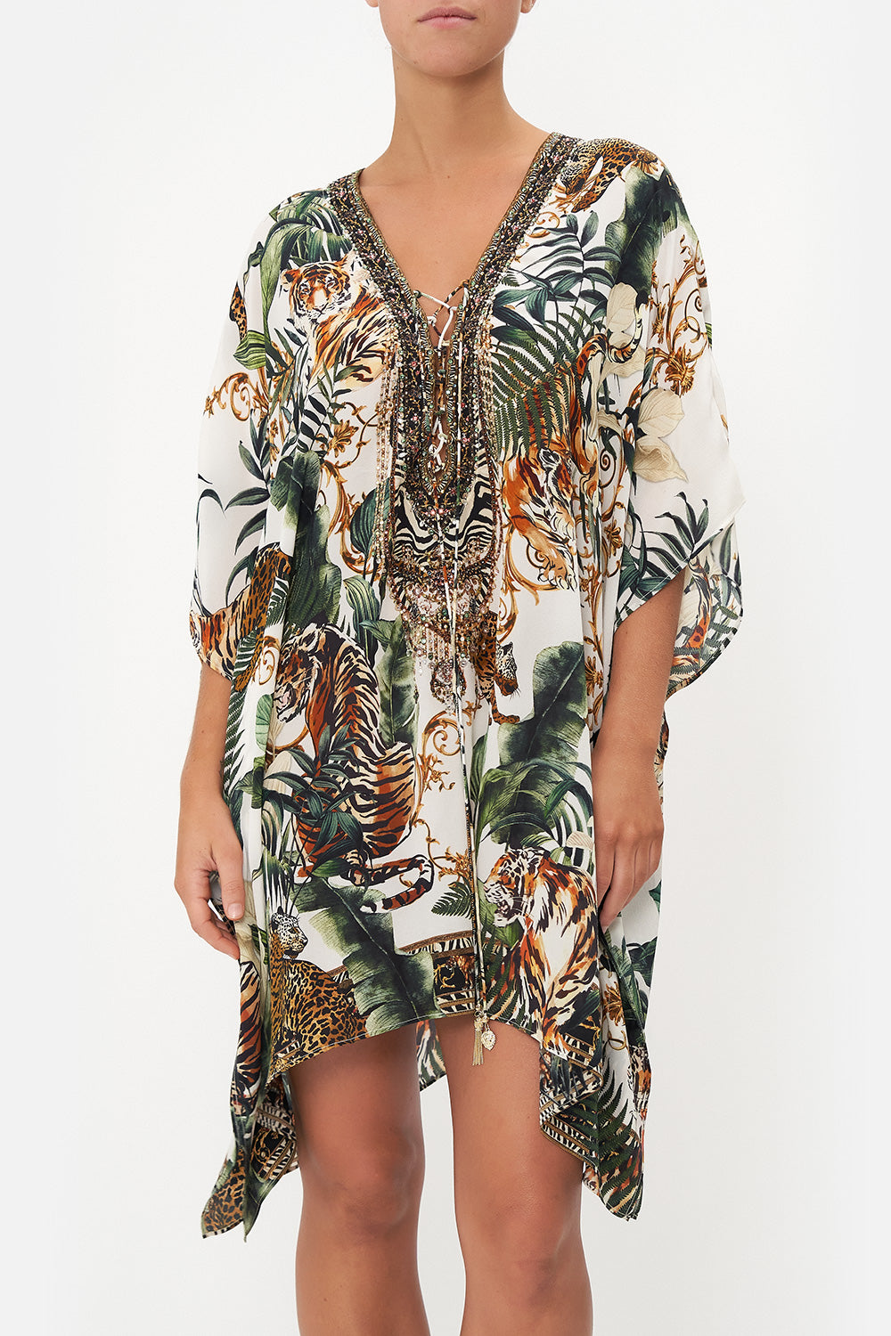 SHORT LACE UP KAFTAN TIGER TRAP