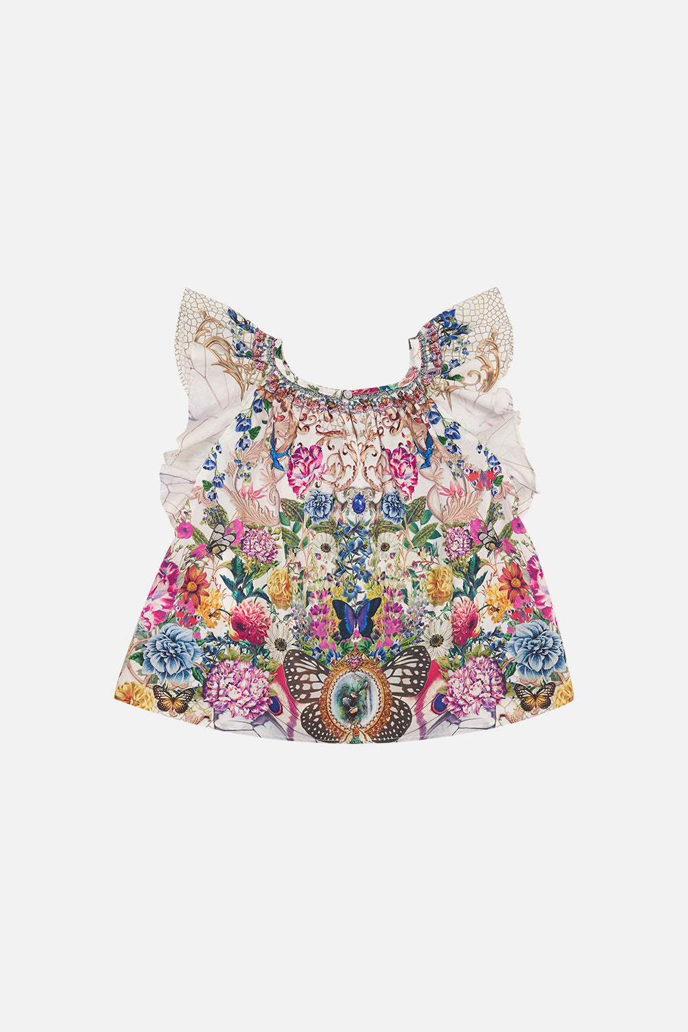 KIDS FRILL SLEEVE TOP 12-14 QUEENS BEE HIVE