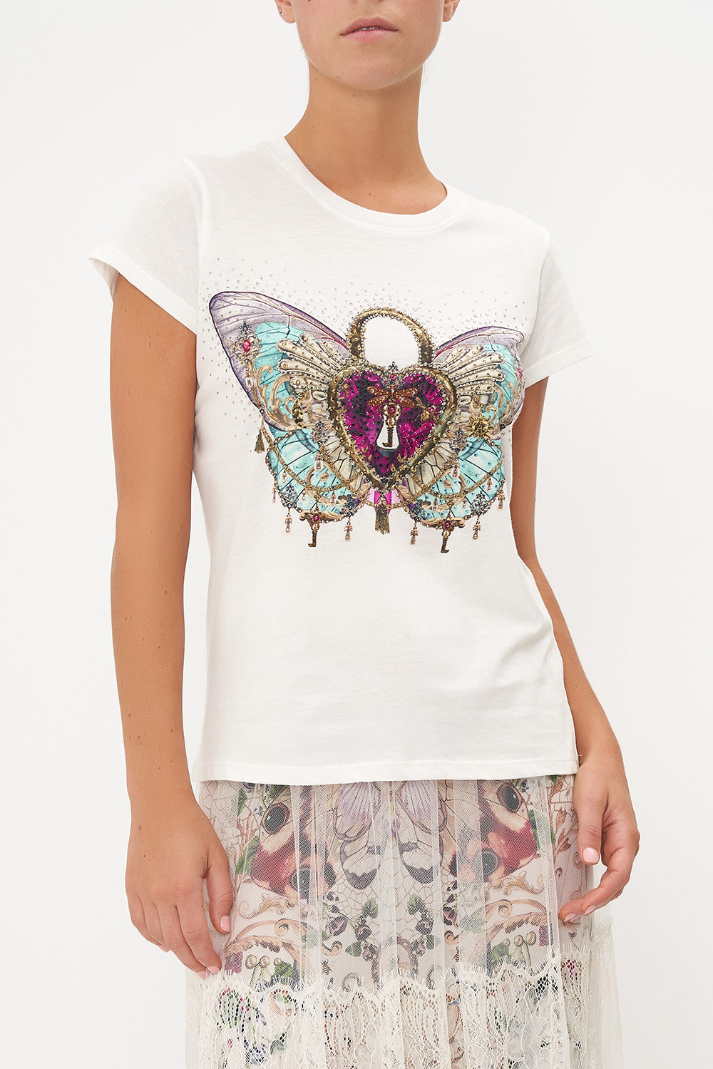 SLIM FIT ROUND NECK T-SHIRT QUEENS BEE HIVE